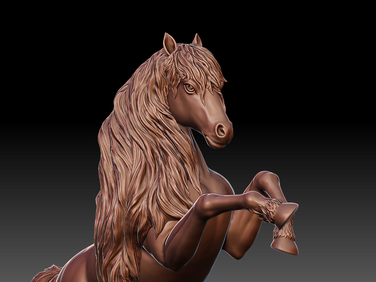 Digital sculpture of the Horse. Creation of unique high quality sculptures on demand.